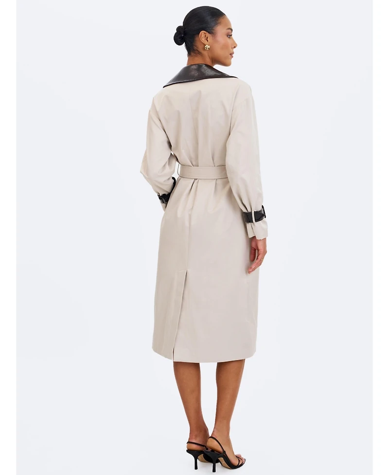 Miss Circle Women's Umber Oyster Double-Breasted Lapel Trench Coat