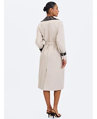 Miss Circle Women's Umber Oyster Double-Breasted Lapel Trench Coat