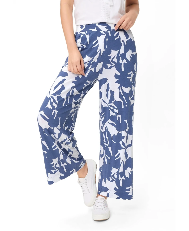 Olsen Abstract Floral Jersey Cropped Pant