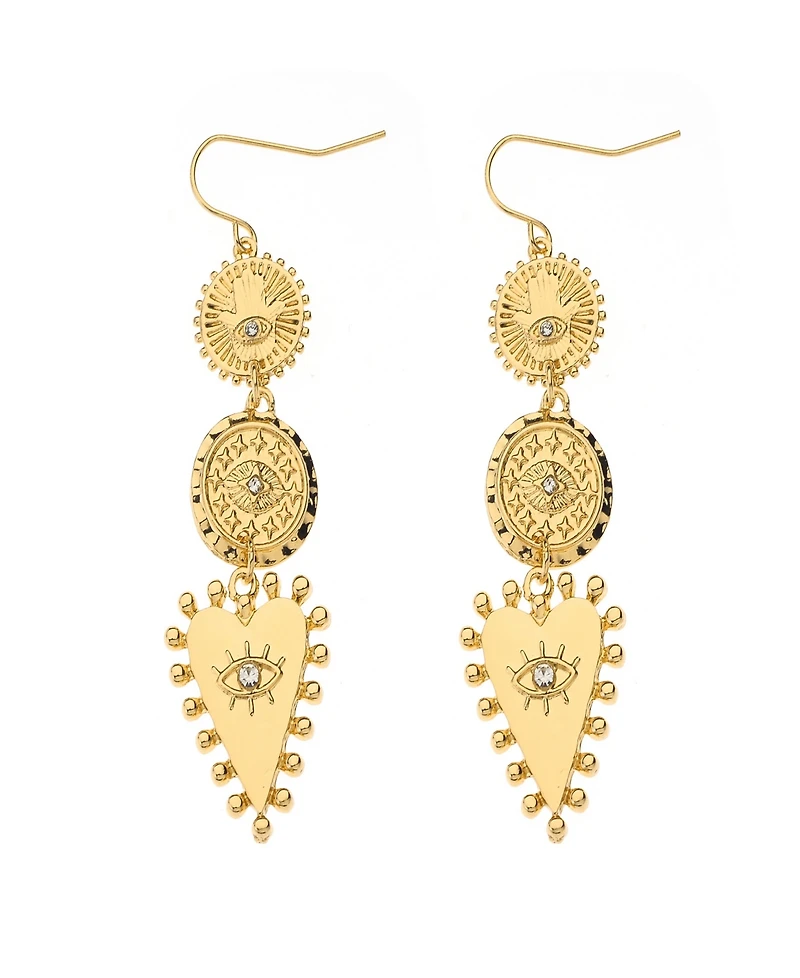 Nicole Miller Gold-Tone Eye Design Fish Hook Dangle Earrings