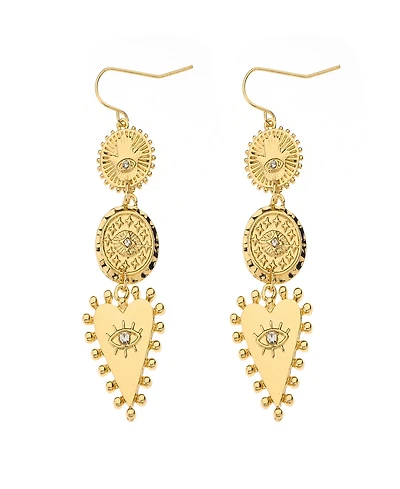 Nicole Miller Gold-Tone Eye Design Fish Hook Dangle Earrings