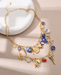 Nicole Miller Gold-Tone Double Layer Charm Necklace