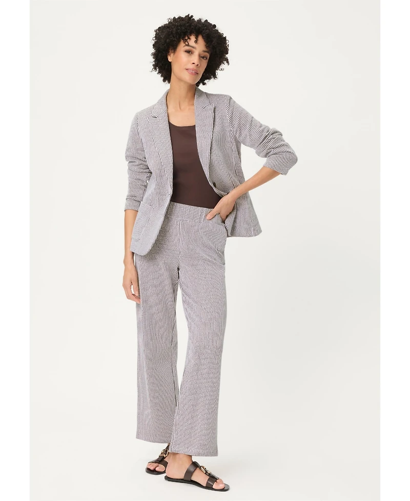 Olsen Women's Anna Fit Wide Leg Seersucker Pant