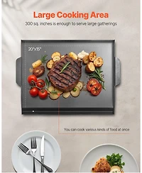 Mecale Carbon Steel Griddle Plate, 22" x 16", Flat Top for Bbq Grill and Teppanyaki, Portable for Camping