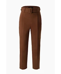 Ivonne Women's Straight-Leg Gabardine Pants with Belt