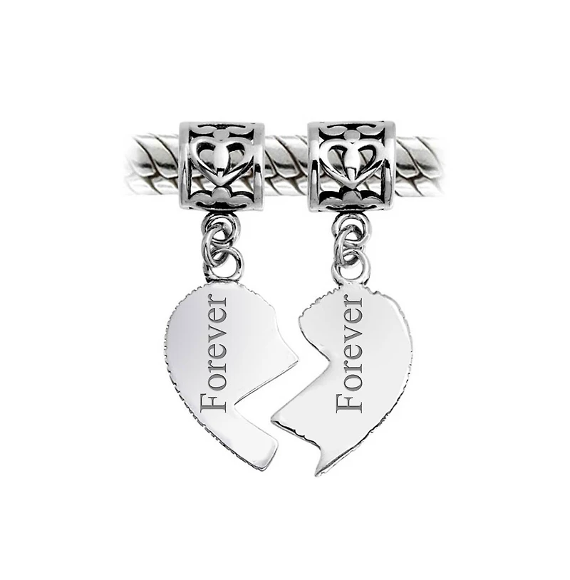 Bling Jewelry Puzzle Split Heart Grandmother Granddaughter Dangle Charm Bead Sterling Silver Fit European Bracelet