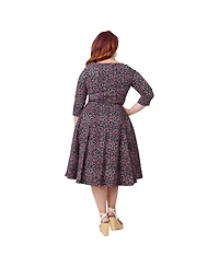 Unique Vintage Plus Pleated Bust Swing Dress