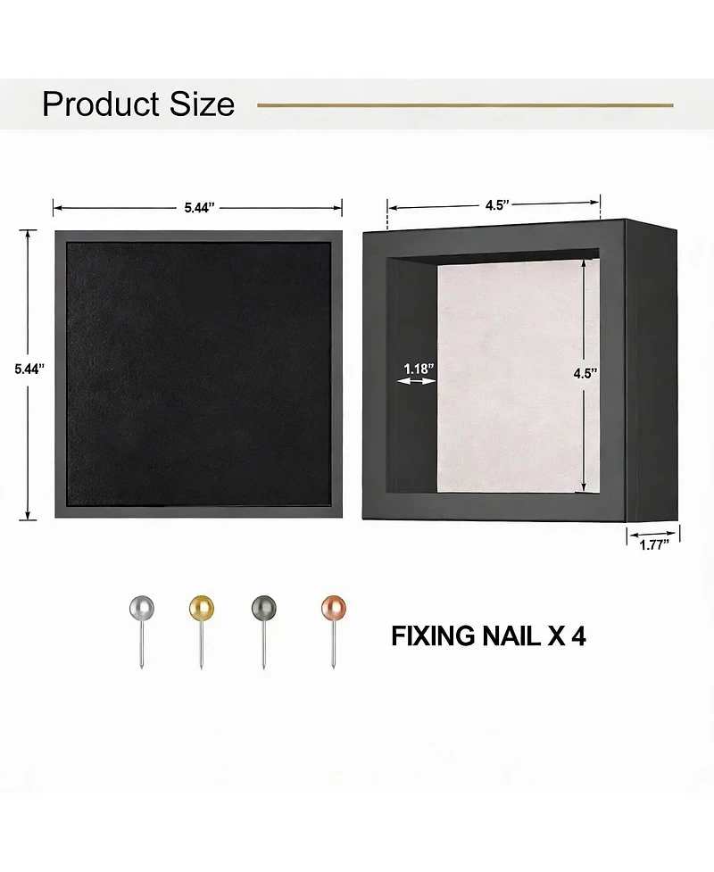 Yigii 5x5 Rustic Shadow Box with Magnetic Door for Photos and Keepsakes