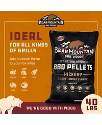 Bear Mountain Bbq Premium All-Natural Hardwood Hickory Smoker Pellets, 40 Pounds