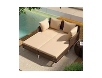 Boyel Living Outdoor Rattan Double Daybed Wicker Chaise Lounge