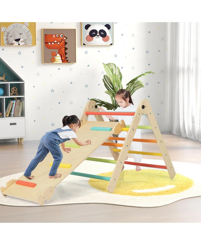Mecale 3-in-1 Climbing Set Foldable and Adjustable Kids Triangle Set