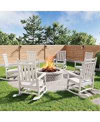 gaomon Set of 6 Hdpe Rocking Chair Outdoor - Poly High Back Porch Rocker Chairs for Adults - All Weather Resistant Furniture for Patio Front Porch