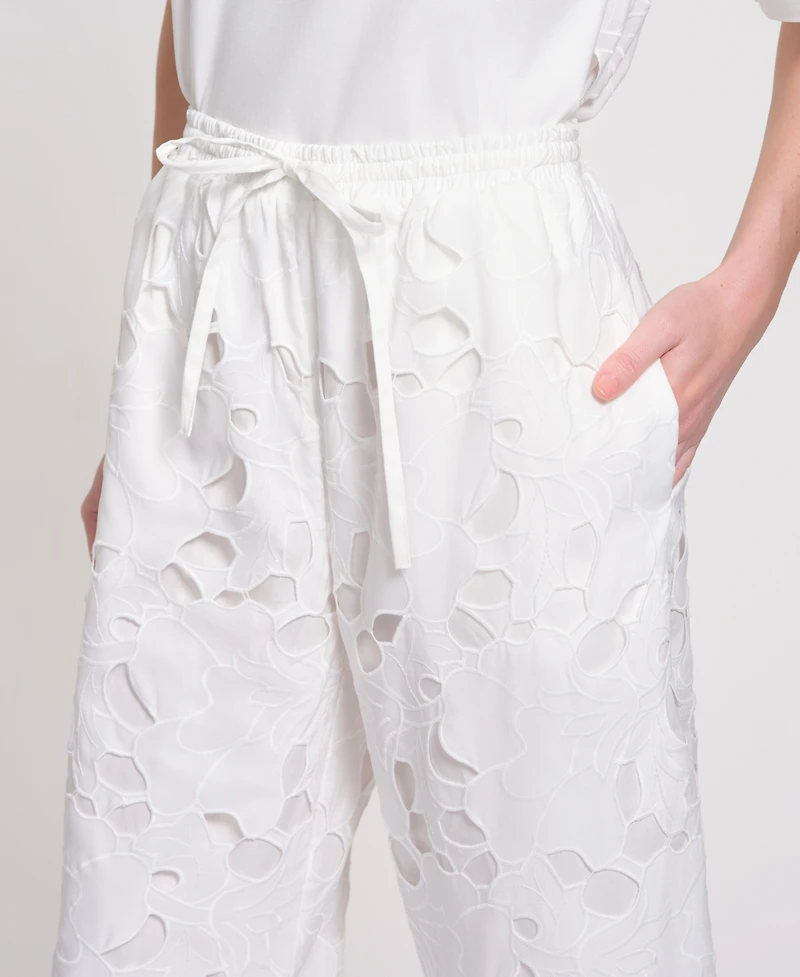 Isaac Mizrahi Women's Eyelet Drawstring Pants