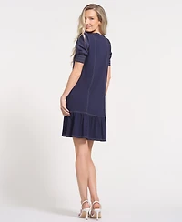 Isaac Mizrahi Women's Puff-Sleeve Crewneck Mini Dress