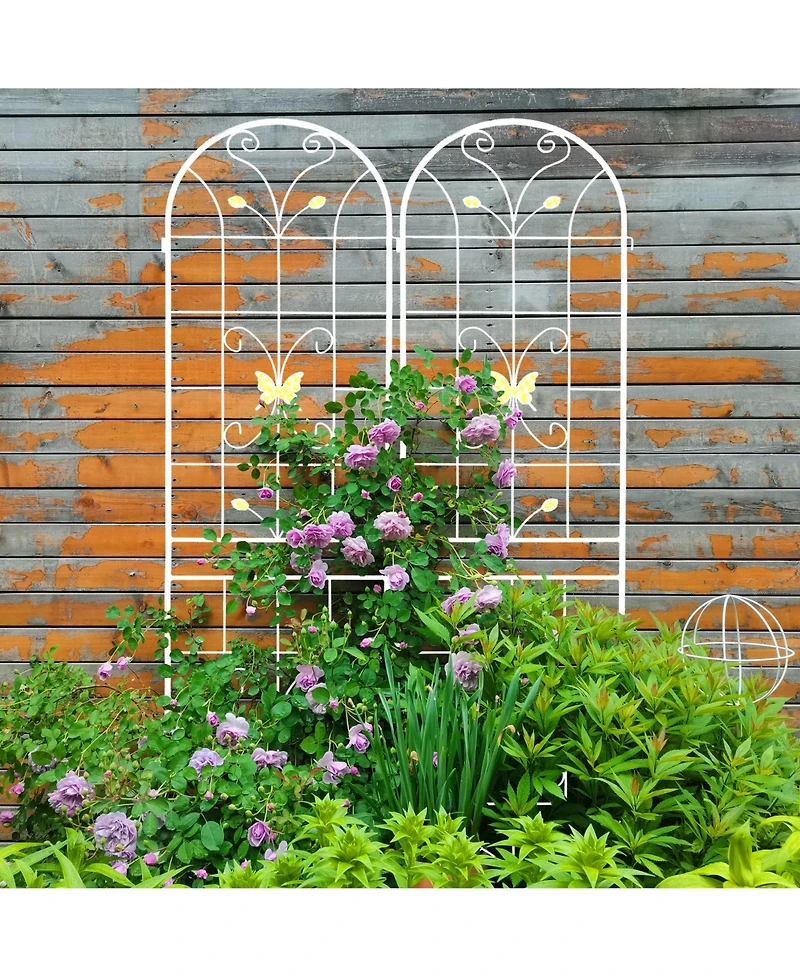 Clihome Metal Garden Trellis 86.7" x 19.7" Rustproof Trellis for Climbing Plants Outdoor Flower Support
