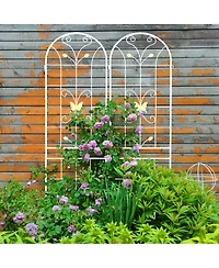 Clihome Metal Garden Trellis 86.7" x 19.7" Rustproof Trellis for Climbing Plants Outdoor Flower Support