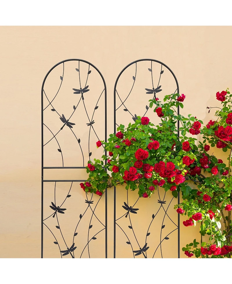 Clihome Metal Garden Trellis 71" x 19.7" Rustproof Trellis for Climbing Plants Outdoor Flower Support