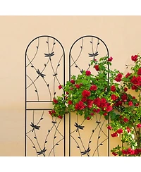 Clihome Metal Garden Trellis 71" x 19.7" Rustproof Trellis for Climbing Plants Outdoor Flower Support