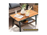 Boyel Living 2 Pieces Patio Rattan Coffee Table Set with Shelf and Quick Dry Cushion