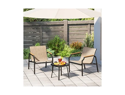 Boyel Living 3 Piece Outdoor Chair Set with Breathable Fabric Seat and Armrests