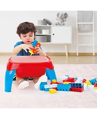 Dolu Activity Play Table with 30 Pcs Jumbo Building Blocks and Storage for Kids