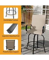 gaomon 2Pcs Outdoor Swivel Bar Chairs, Patio High Swivel Bar Stools
