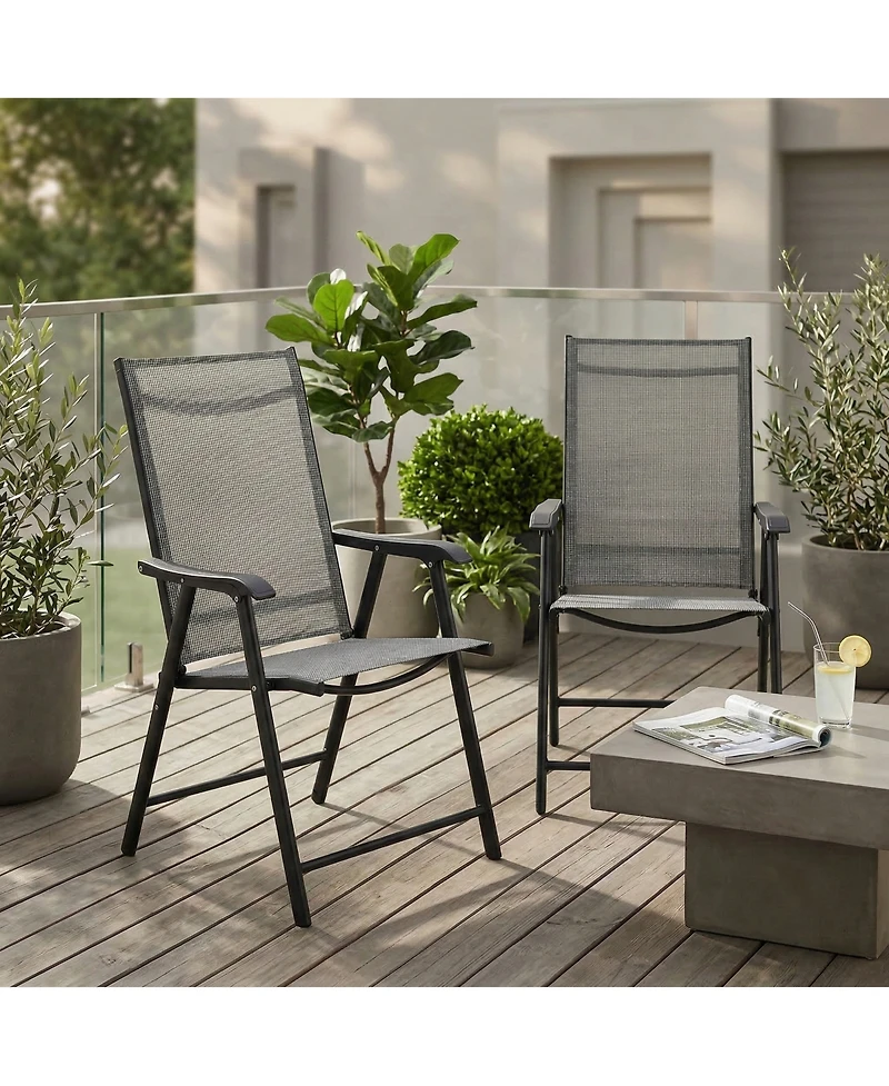 Clihome Outdoor Patio Chairs Set of 2 Stackable Portable for Deck, Garden, Camping and Travel
