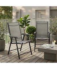 Clihome Outdoor Patio Chairs Set of 2 Stackable Portable for Deck, Garden, Camping and Travel