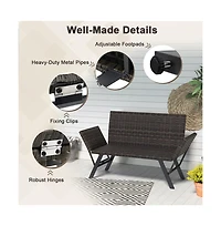 Boyel Living Patio Convertible Sofa for 2 Quick Dry Foam Padded Rattan with Armrests