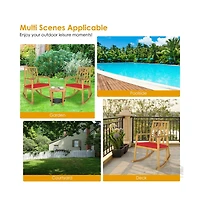 Boyel Living Patio Acacia Wood Rocking Chair Sofa with Armrest and Cushion for Garden Deck