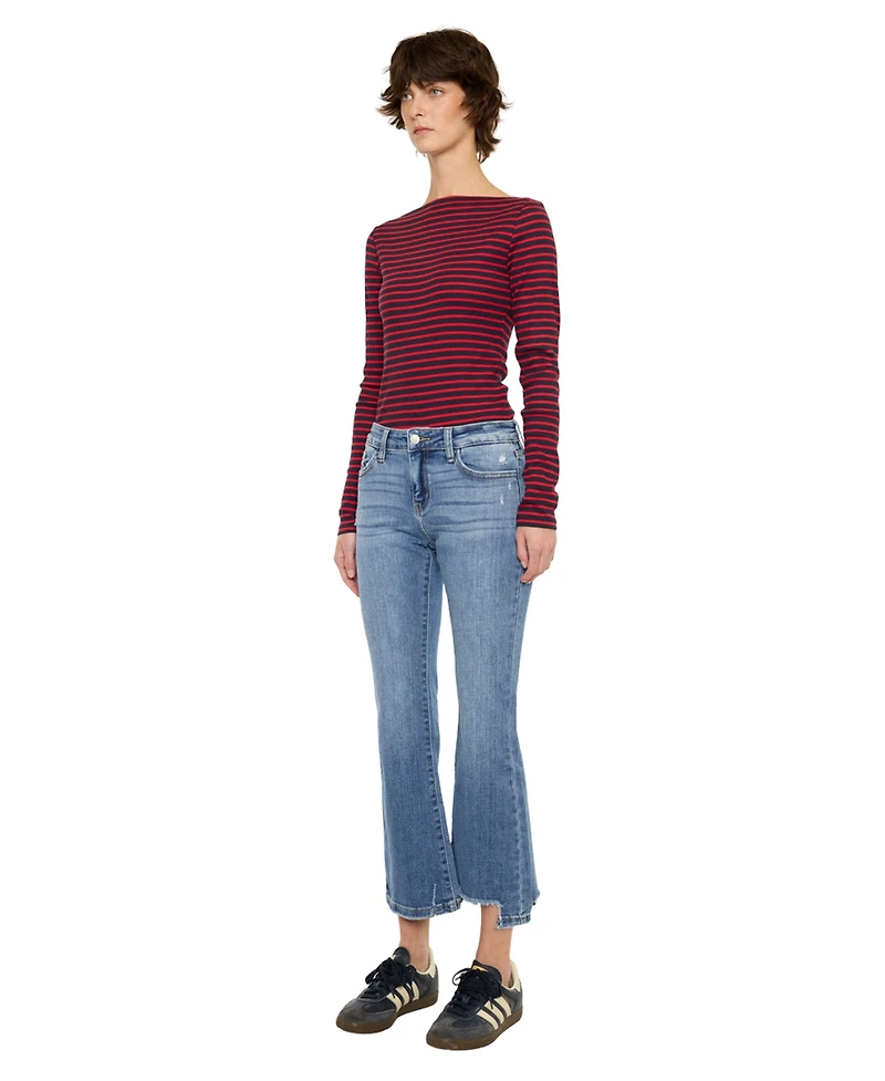 KanCan Essential Women's Savanna Mid Rise Crop Flare Jeans