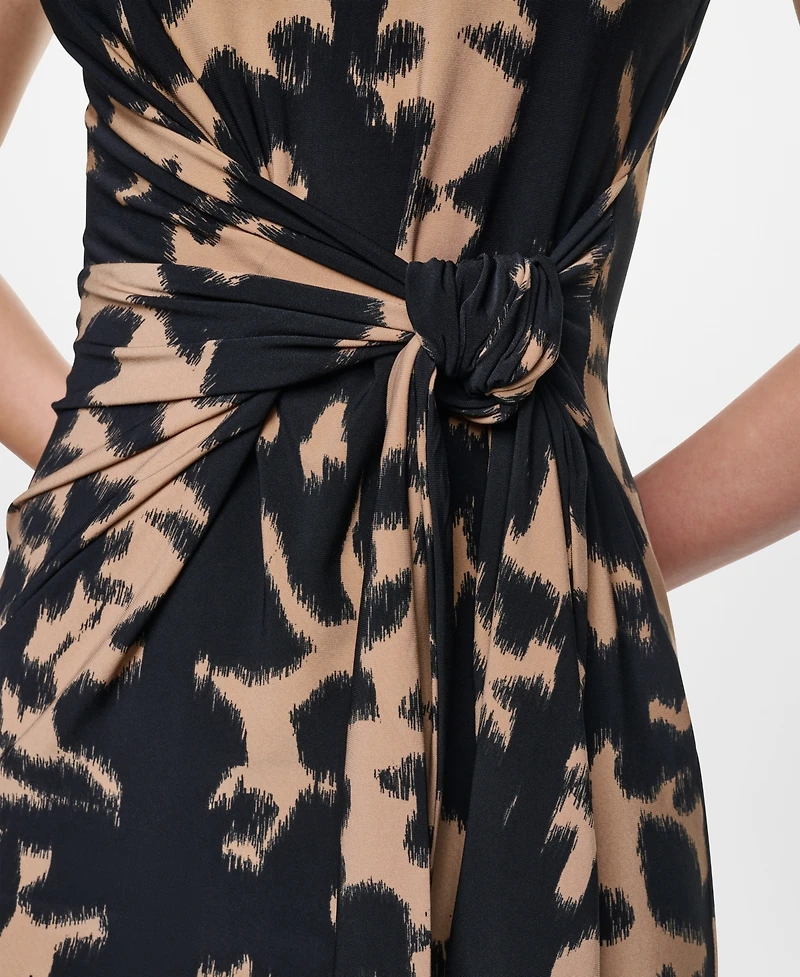 Dkny Women's Sleeveless Crewneck Side Tie Faux Wrap Dress