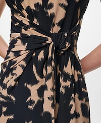 Dkny Women's Sleeveless Crewneck Side Tie Faux Wrap Dress