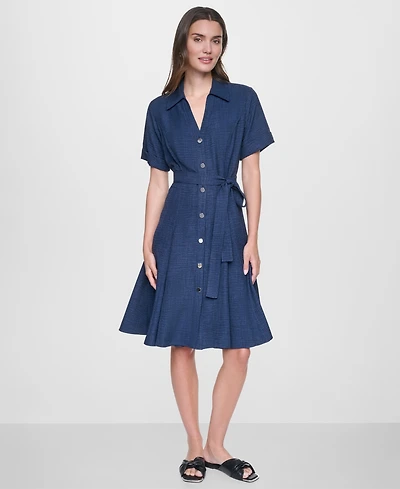 Dkny Women's Short-Sleeve Button-Down Shirt Dress