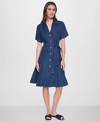 Dkny Women's Short-Sleeve Button-Down Shirt Dress