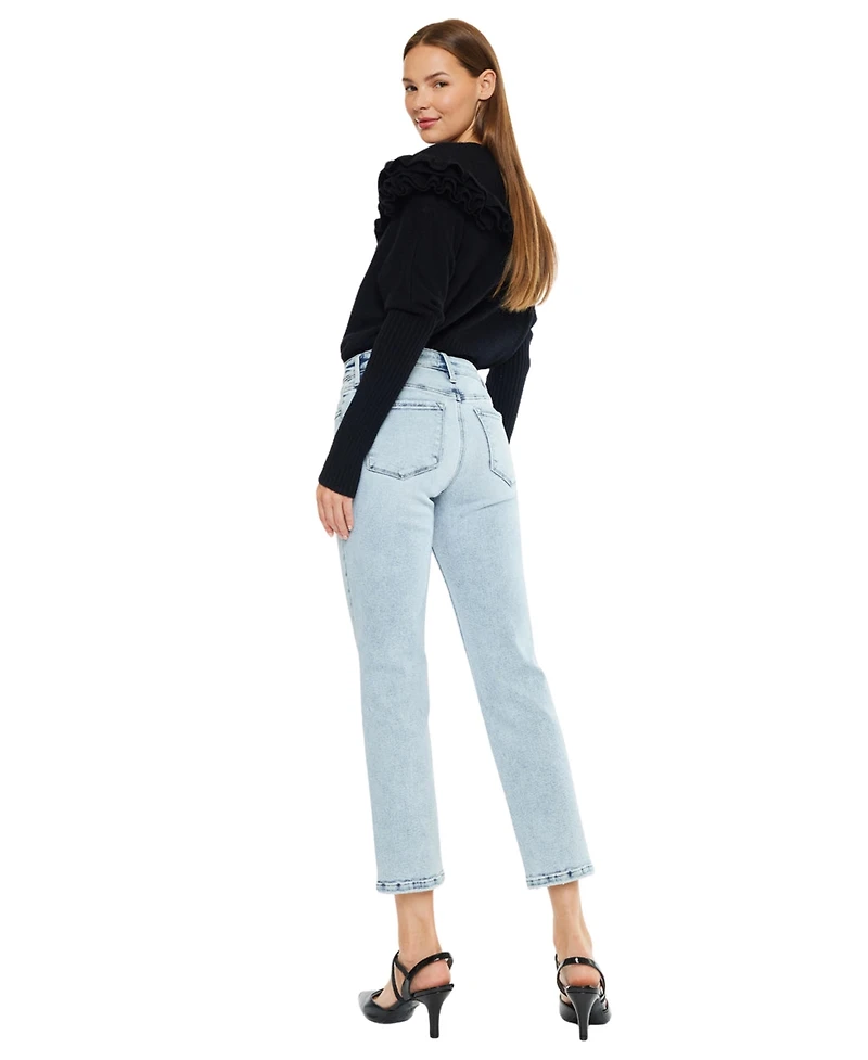 KanCan Essential Women's Pam Mid Rise Crop Straight Jeans