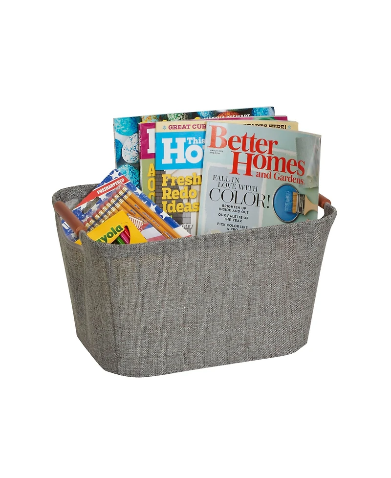 Household Essentials Medium Tapered Soft-Side Storage Bin with Wood Handles