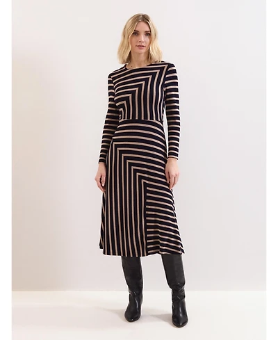 Phase Eight Women's Mia Stripe Long Sleeve Midi Dress