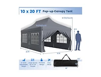 Boyel Living 10 x 20 Feet Pop up Canopy with 6 Sidewalls and Windows and Carrying Bag for Party Wedding Picnic