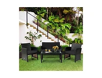 Boyel Living 4 Pieces Patio Rattan Cushioned Furniture Set with Coffee Table
