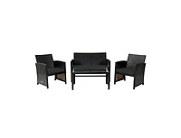 Boyel Living 4 Pieces Patio Rattan Cushioned Furniture Set with Coffee Table