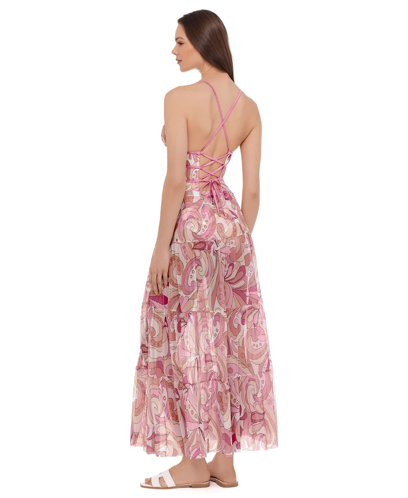 Steve Madden Women's Mesh Tiered Maxi Swim Cover-Up Skirt