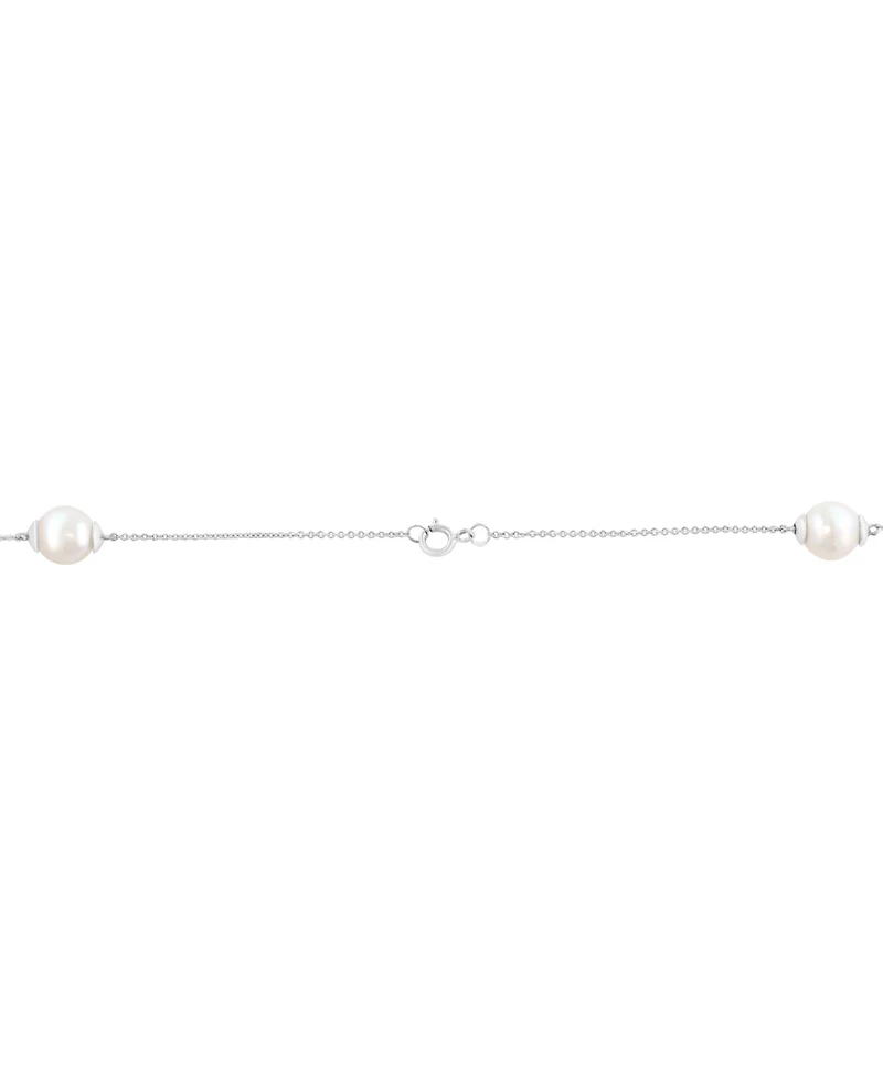 Effy Collection Freshwater Cultured Pearl (8mm, 9mm & 10mm) & Lab Grown Diamond (1/2 ct. t.w.) Necklace in Sterling Silver
