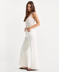 Good American Women's High-Rise Ankle Palazzo Wide-Leg Jeans