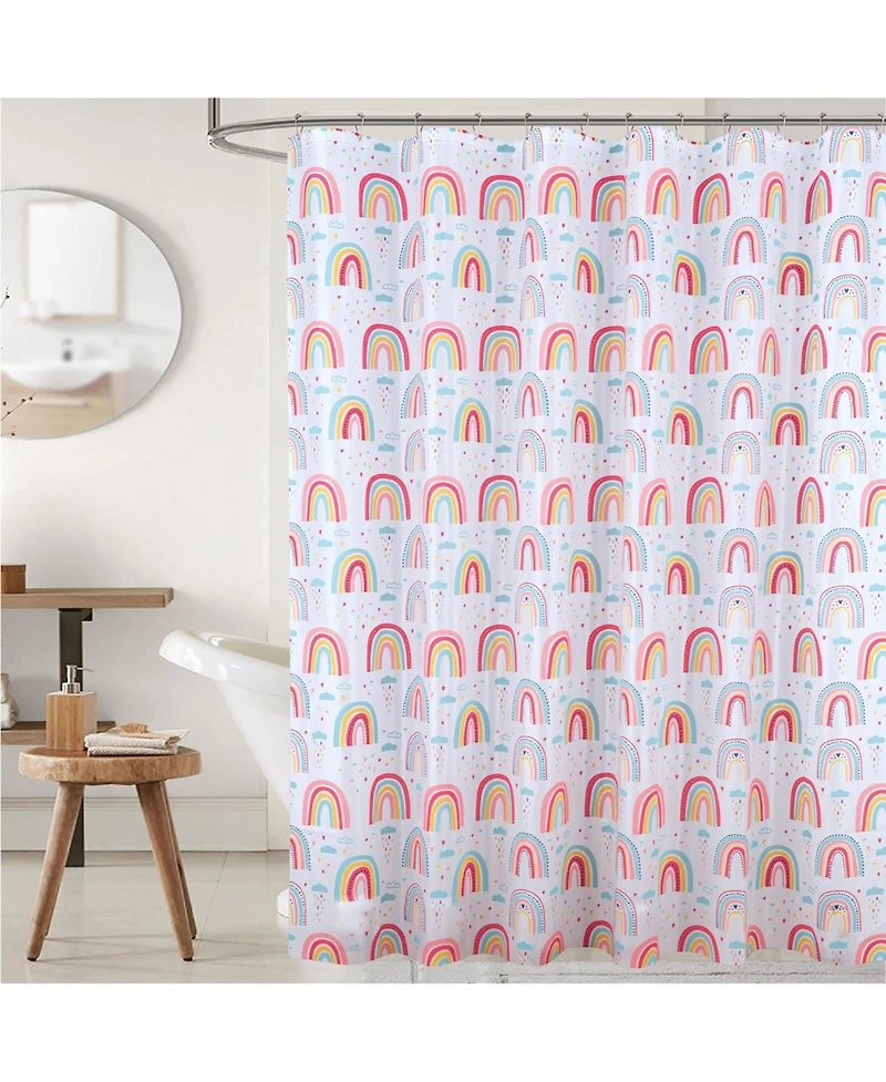 Rt Designers Collection 90GSM Peva Glit Printed Rainbow Shower Curtain