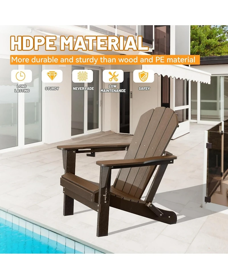 Clihome Folding Outdoor Adirondack Chairs with Cup Holders