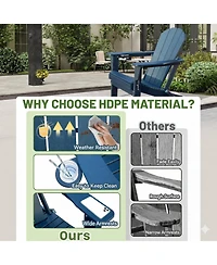 Clihome Folding Outdoor Adirondack Chairs with Cup Holders