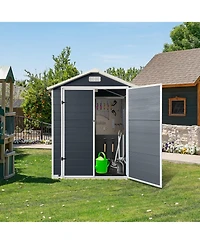 Clihome Plastic Outdoor Storage Shed with Floor and Lockable Door