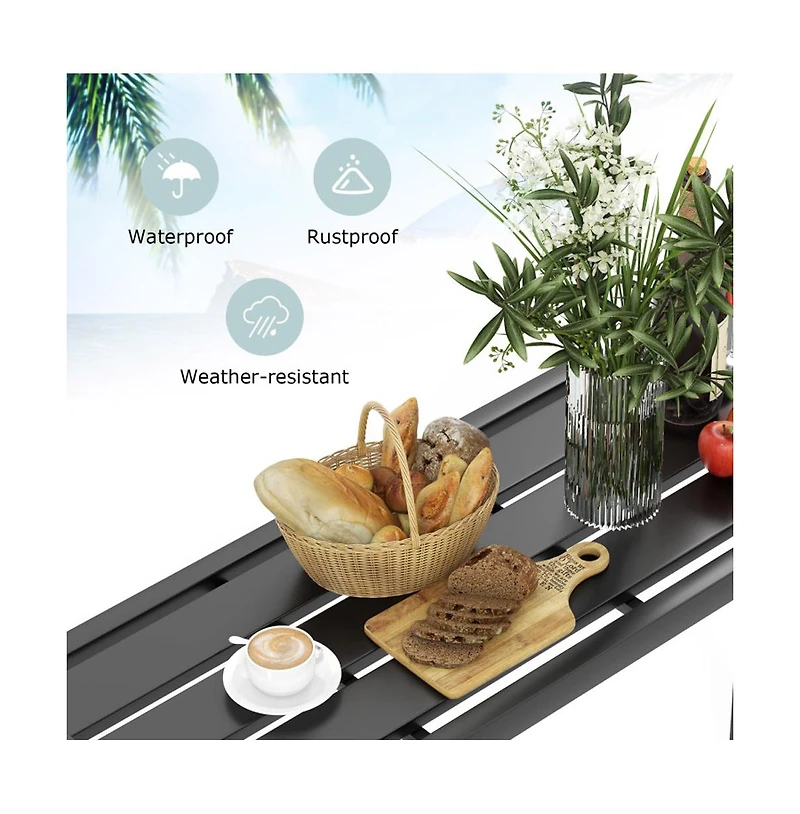 Boyel Living 55 Inch Outdoor Bar Table with Waterproof Top and Heavy duty Metal Frame L