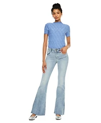 KanCan Women's Selena Mid Rise Double Waistband Flare Jeans